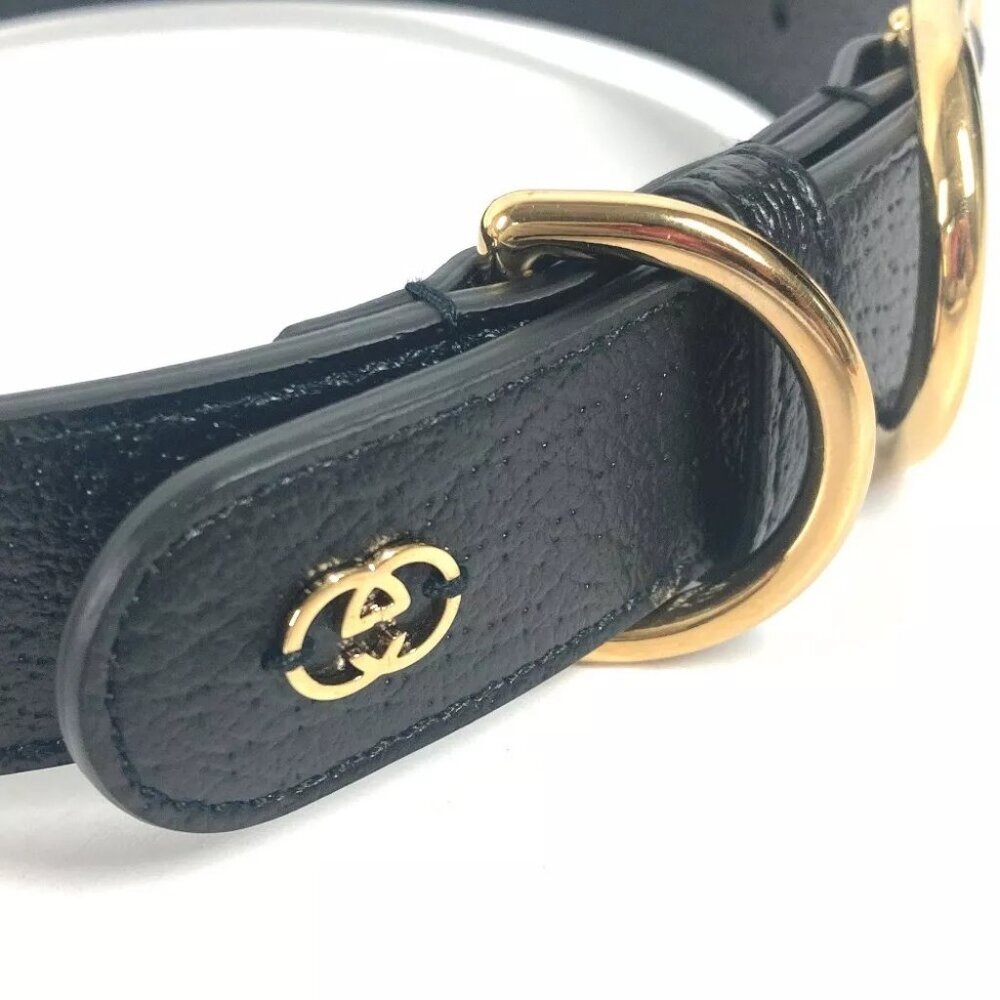 Gucci 695256 Gg Large/Extra Large Pet Dog Collar Black/Goldhardware Unused View 6